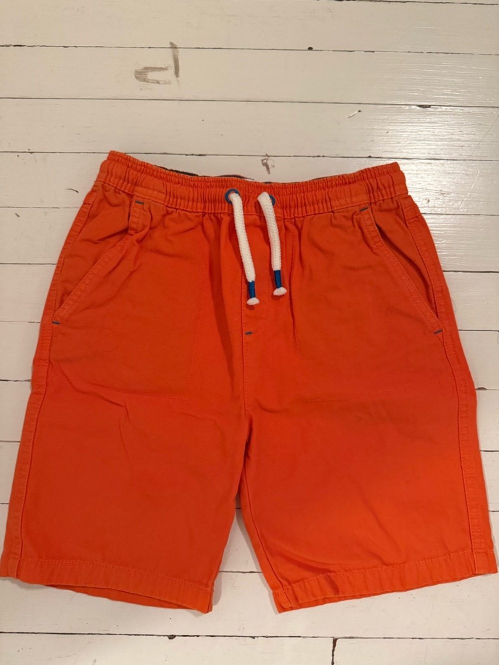 Kid’s Mini Boden Orange Drawstring Canvas Shorts
